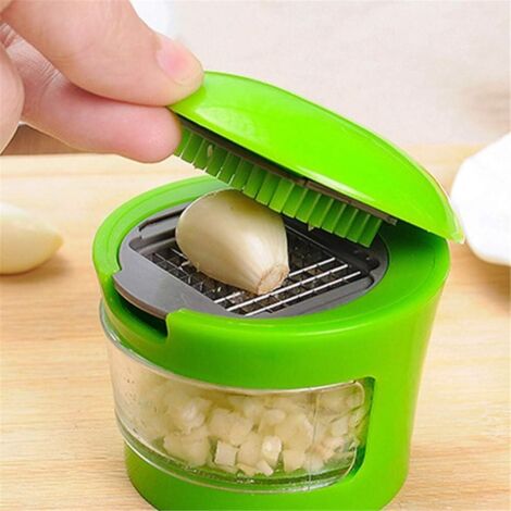 Sollbry Kitchen Innovations Knoblauchpresse, Zerkleinerer, Knoblauchschneider, Zerkleinerer – inklusive Silikon-Knoblauchschäler – leicht zu reinigen – Edelstahlklingen – (grün) (1/3)