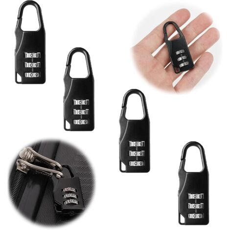 Sollbry Kombinationsschloss Schwarz 3-stellige Sicherheitsschlösser Gepäckschloss Tasche Codeschloss Zinklegierung Code Vorhängeschloss für Koffer Gepäck Fahrrad für Taschen Werkzeugkasten 4 Stück (1/5)