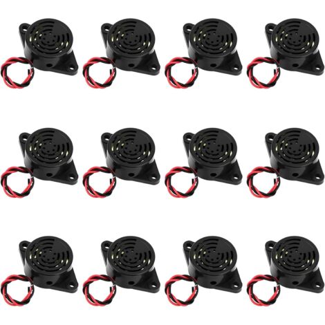 Sollbry Packung mit 12 elektronischen Alarmen SFM-27-I – Aktiver piezoelektrischer elektronischer Summer – DC 3–24 V – mit Kabel – 110 mm (1/5)