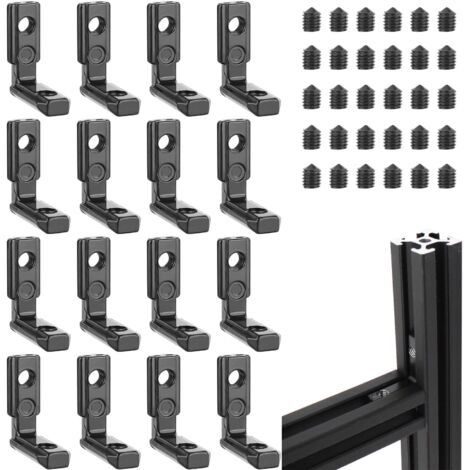 Sollbry 16 Stück 2020 M5 Innen-T-Halterung mit 36 Stück Schrauben, Aluminiumprofil, 6T-Nut, 90° L-Form, Inneneckverbinder, Zinklegierung für Aluminiumprofil (1/5)