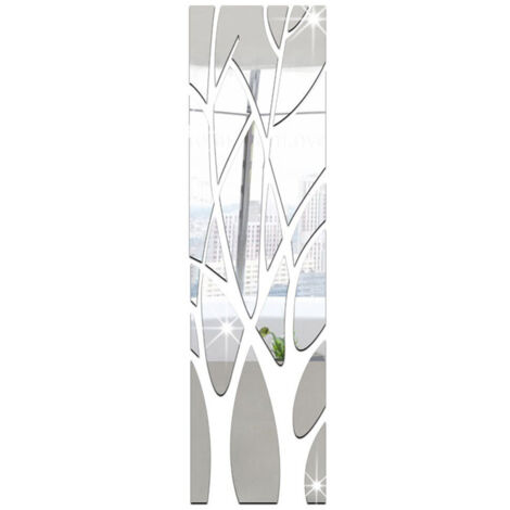 Sollbry Spiegel-Wandaufkleber, 3D-Baumstamm-Spiegel-Wandaufkleber, Spiegelzweige, selbstklebende Spiegelaufkleber, Heimdekoration für Flur, Wohnzimmer, Schlafzimmer, dekorative Spiegel, Silber