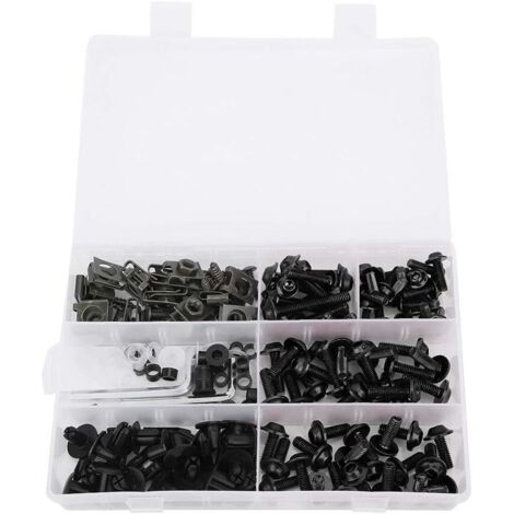 Sollbry 198 Stück/Set Verkleidungsschrauben-Set, Universal-Motorrad-Verkleidungsschrauben-Set, Schrauben, Befestigungselemente, Karosserie-Montagesätze, Unterlegscheiben, Muttern, Schrauben, Clips, So (1/5)