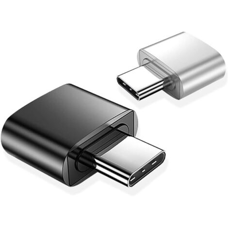 Sollbry USB-C-auf-USB-Adapter (2er-Pack), USB-Buchse auf USB-C-Stecker-Adapter, Typ-C-auf-USB-A-Konverter, kompatibel mit MacBook, USB-C-Telefon und mehr (Schwarz und Silber) (1/5)