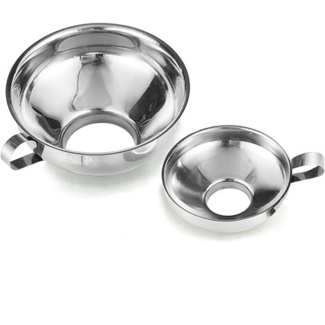 Sollbry Edelstahl-Trichter, 2 Stück, Marmeladentrichter, Lebensmitteltrichter, Küchentrichter, Küchentrichter zum Umfüllen von Pulver, Flüssigkeiten, Bohnen und Marmelade, 2 Größen (1/5)