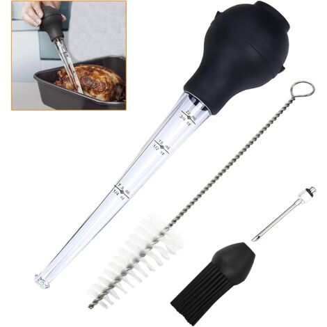 Sollbry Spritze für Fleisch, Barbecue-Hähnchen-Truthahn-Soßenbirne mit Reinigungsbürste, Silikonbürste und Injektornadel, Pipette für Barbecue, Rindfleisch, Speck, Huhn, Schweinefleisch, Truthahn (sch (1/5)