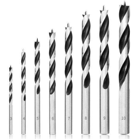 Sollbry Holzbohrer-Set 3 mm–10 mm, 8-teilig, Holzspiralbohrer, professioneller Brad-Spitzenbohrer für Holz (1/5)
