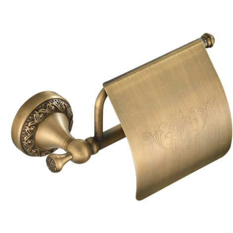 Lucyound Porta carta igienica in oro antico, supporto per rotolo di carta igienica da bagno a parete, accessori da bagno decorativi vintage, serie Petal-Relief in ottone