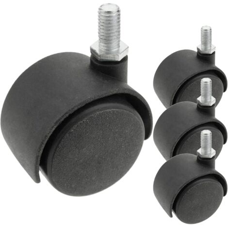 MroMax 4 Ruote Girevoli In Nylon Da 25 Mm Con Piastra, Portata 10 Kg, Senza Freno, Bianco Per Mobili Sedie - 2
