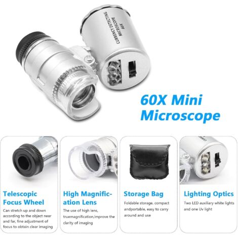 Lente d'ingrandimento 40X  45X con doppie luci a LED Mini microscopio tascabile portatile lente d'ingrandimento scheda madre strumento di riparazione di rilevamento PCB  1420
