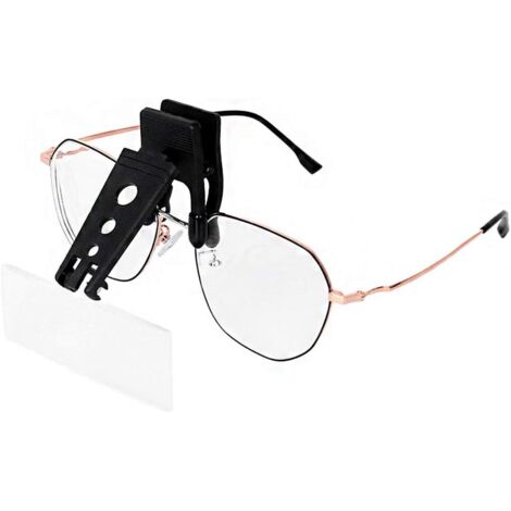 Sollbry Lupa con clip para gafas con 3 lentes intercambiables, con clip y abatible, manos libres 1,5x, 2,5x y 3,5x para leer, coser, aficiones y mapas.