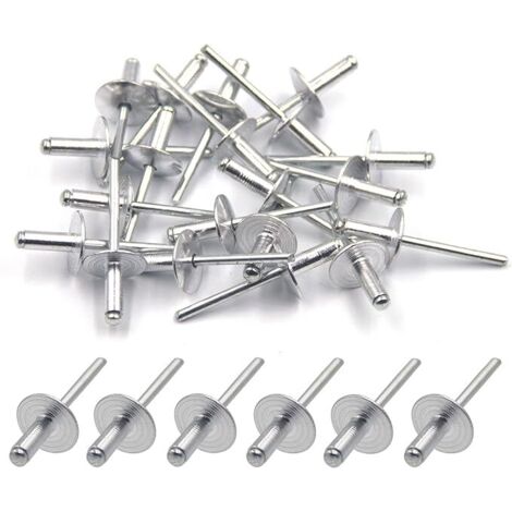 Sollbry 50 remaches ciegos de aluminio con brida ancha de 5 mm x 13 mm (paquete de 50, plateados) (1/5)