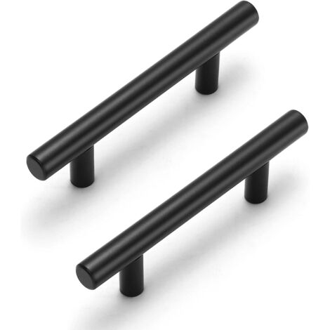 Sollbry Paquete de 5 tiradores negros para gabinetes con orificio de 96 mm, de acero inoxidable, para gabinetes de cocina y cajones. (1/3)
