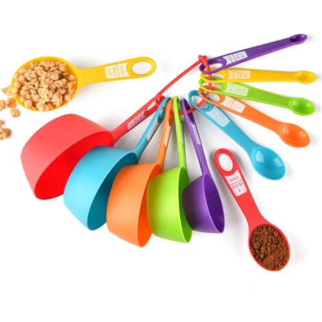 Sollbry Juego de 12 tazas y cucharas medidoras - Utensilios de medición aptos para lavavajillas para ingredientes secos y líquidos  Sin BPA  Utensilios de cocina para cocinar y hornear (1/5)