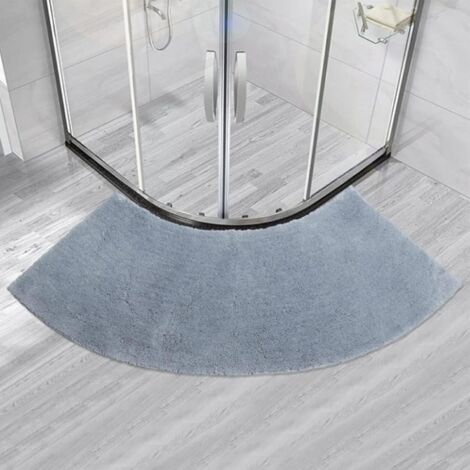 Sollbry Alfombrilla de baño curva para ducha circular, 45 x 100 cm, microfibra suave y antideslizante, con ventilador, lavable, para bañera de esquina (gris) (1/2)