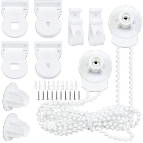 Sollbry 2 juegos de fijaciones para persianas enrollables de 25 mm, soportes de plástico, cadena de cuentas, kit de reparación de reemplazo para persianas enrollables con 2 clips P y tornillos de segu (1/5)