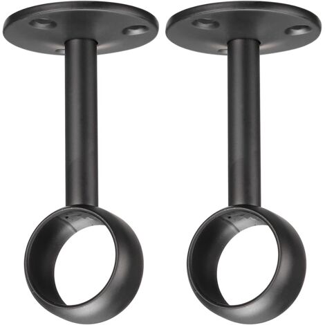 Sollbry Soportes para barra de cortina, soporte de acero inoxidable de 1,28 pulgadas para armario, soporte de techo, color negro, 2 unidades (1/5)