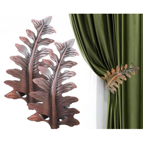 Sollbry Alzapaños vintage con hojas grandes para cortinas, ganchos para cortinas, soportes para cortinas, colgador de pared en forma de U para toallas y telas (rojo antiguo) (1/3)