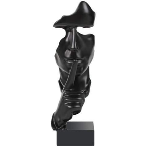 Sollbry Creación moderna El silencio del pensador es oro Esculturas Estatuas de resina vintage Artesanía Decoración Arte Adornos Estilo nórdico Obra de arte para sala de estar Oficina, Negro