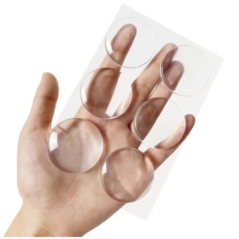 Sollbry 6 topes de puerta adhesivos transparentes de silicona elástica, protectores de pared para manijas de puertas de gabinetes, pomos y puertas.