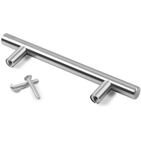 Sollbry 2 pomos de puerta de acero inoxidable plateados con tornillos para muebles, cajones, armarios, cocinas y decoración del hogar. Distancia entre agujeros: 160 mm. (1/5)