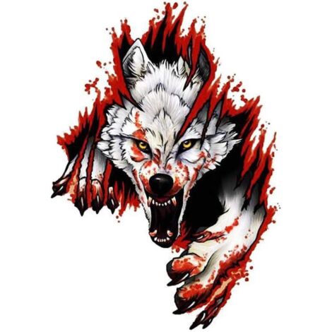 Sollbry 2 pegatinas 3D de cabeza de lobo para coche, diseño de lobo enojado, accesorios divertidos para motocicleta, PVC, 18 x 25 cm (1/5)