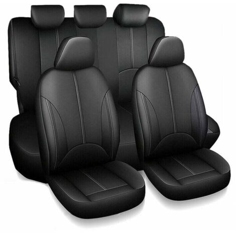 Sollbry Funda de asiento de coche de piel sintética para coche, camión, SUV, juego completo, protector de cojín para asiento delantero y trasero, 9 unidades