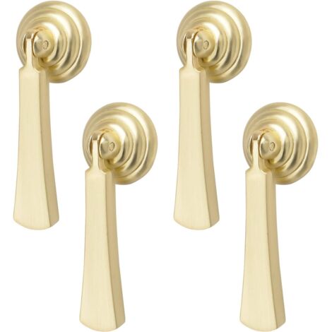 Sollbry Paquete de 4 tiradores de lágrima en oro macizo cepillado con tornillos de montaje para gabinetes, cajones, puertas y muebles decorativos/largos. (1/4)