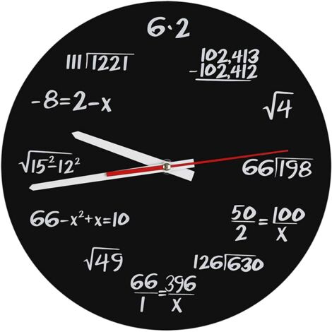 Sollbry Reloj de pared matemático de 12 pulgadas, único y novedoso, con ecuaciones matemáticas simples para marcar las horas. (1/5)