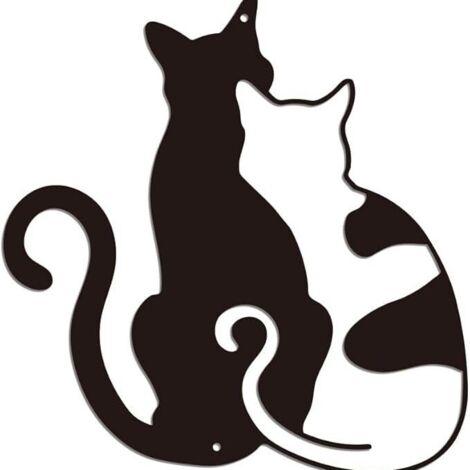 Sollbry Decoración de pared de gato de metal, escultura de pared de gato negro de hierro para amantes de los gatos, ideal para dormitorio minimalista, sala de estar, cocina y hogar, 30 x 28,7 cm. (1/5)