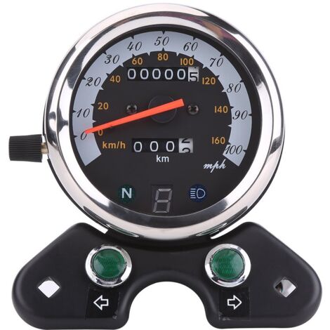 Sollbry Odómetro universal dual para motocicleta, velocímetro, indicador de km/h, retroiluminación LED, odómetro digital con luces intermitentes/intervalo y pantalla de faros.