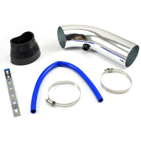 Sollbry Modificación del tubo de admisión de coche, kit de manguera de admisión de aire frío universal de 76 mm/3 pulgadas, sistema de filtro (plateado) (1/5)