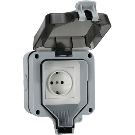 Sollbry Toma de corriente impermeable para exteriores, IP66, con protección antipolvo para jardines, paredes exteriores, baños, cocinas, sótanos, lavanderías y garajes. (1/5)