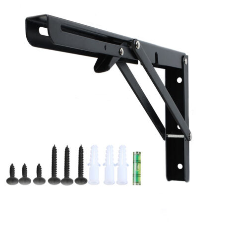 Sollbry soportes plegables para estantes, resistentes, de metal negro, flotantes, 18 pulgadas (1/4)