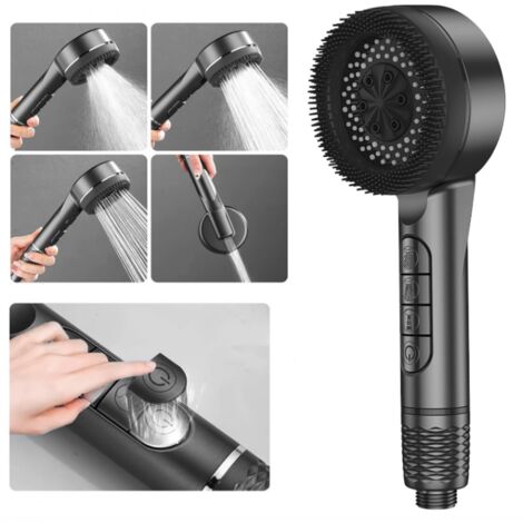 Sollbry Cabezal de ducha de alta presión ajustable con 4 modos, antical y filtro, ahorrador de agua para spa (negro) (1/5)