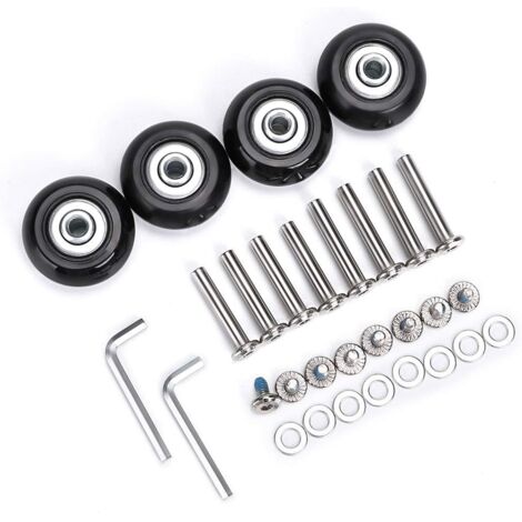 Sollbry Ruedas de repuesto para maleta de 70 mm x 24 mm, ruedas giratorias de goma, kits de reparación de cojinetes, juego de 4 (1/4)