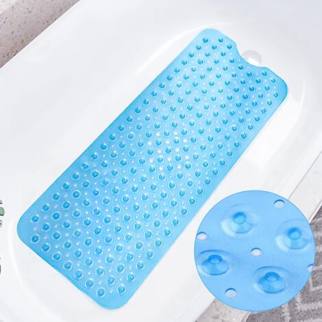 Sollbry Alfombrilla de baño antideslizante de 100 x 40 cm, extra larga, lavable a máquina, de PVC (azul) (1/5)
