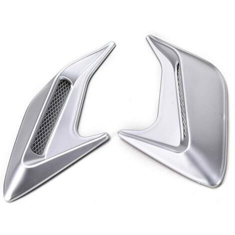 Sollbry Entrada de aire decorativa para coche, 2 pegatinas universales para rejilla de ventilación de flujo de aire, accesorio modificado, chapado en plata. (1/3)