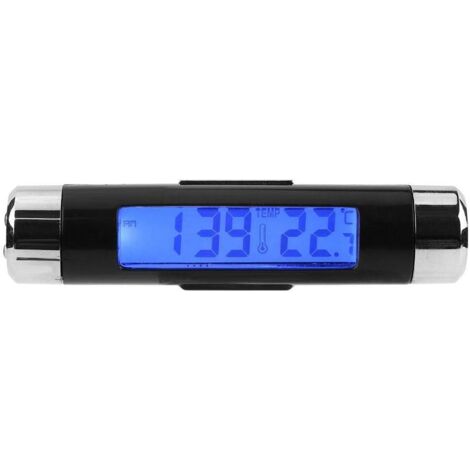 Sollbry Reloj termómetro para coche, reloj de temperatura LCD para coche, reloj electrónico multifuncional para coche con termómetro y pantalla digital con retroiluminación LED. (1/5)