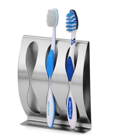 Sollbry Portacepillos de dientes de acero inoxidable, organizador autoadhesivo sin perforaciones para baño y dormitorio. (1/4)