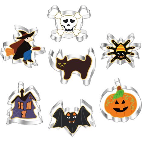 Sollbry Cortadores de galletas de Halloween de acero inoxidable, herramientas de modelado para hornear, para decoración de fiestas de Halloween, 3 piezas
