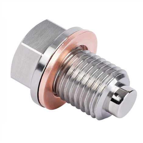 Sollbry Tapón de drenaje de aceite magnético de acero inoxidable M14 x 1,5, compatible con la mayoría de los vehículos. (1/5)