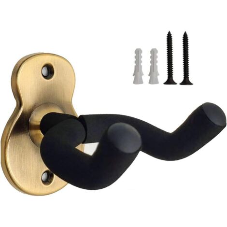 Sollbry Soporte de pared para guitarra, paquete de 2, seguro y elegante, gancho de pared para bajos acústicos y eléctricos (paquete de 2), color bronce (1/4)