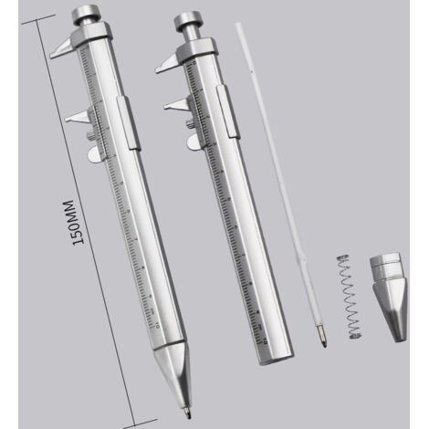 Sollbry Calibrador Vernier 2 en 1 de 0 a 100 mm, bolígrafo, gadget para hombres y mujeres, regalos para ingenieros, carpinteros, estudiantes. (1/4)