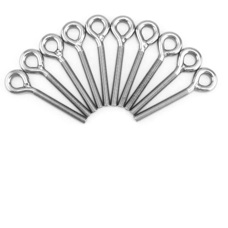 Sollbry 10 pernos de ojo roscados de acero inoxidable M4, pernos de ojo de elevación con hombro, varilla roscada cerrada, pernos de ojo soldados (53 mm) (1/3)
