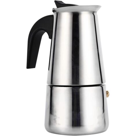 Sollbry Cafetera espresso italiana portátil de acero inoxidable de 4 tazas, ideal para cocinas de gas, vitrocerámica y de inducción (4 tazas - 200 ml, 17,5 x 8,5 cm) (1/5)