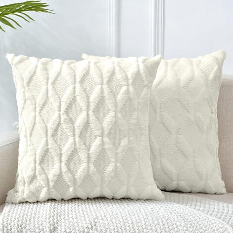 Sollbry Fundas de almohada decorativas beige de 45 x 45 cm con terciopelo de lujo, suave y corta, para sofá, dormitorio, coche, juego de 2 (1/5)