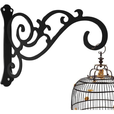 Sollbry Colgador de pared para plantas, cestas colgantes resistentes para plantas, ganchos de hierro negro para vallas, ganchos de pared para flores de jardín, campanillas de viento, faroles, luces y (1/5)