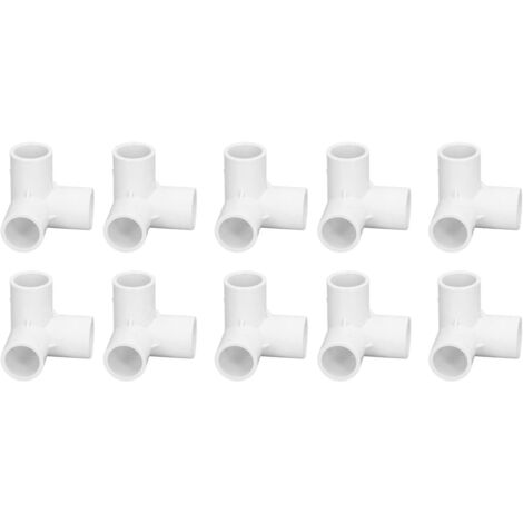 Sollbry Conectores de esquina de 3 vías, 10 piezas de conectores de tubería de plástico PVC de 3 vías, conectores de esquina en T de ángulo recto, conectores de tubería de codo de PVC de 20 mm de diám