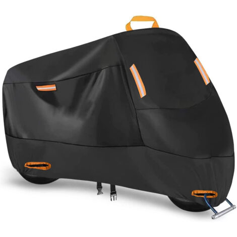Sollbry Funda para motocicleta 210D, impermeable, para exteriores, para todas las estaciones, resistente, reflectante nocturna, con orificios para cerradura, correas a prueba de viento, funda en forma