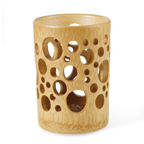 Sollbry Portacepillos de bambú para baño, accesorio de madera de bambú para cepillos de dientes, brochas de maquillaje y lápices (marrón) (1/5)